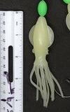 HiLo 30 lb Fishing Rig 2 Hooks Bait 4" GLOW B2 Squid Teasers Fluke Sea Bass7