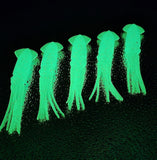 Fishing Squid Bulb Teaser Skirt 5" in / 13 cm Octopus Blue Glow Fluke Jig 10 Pc