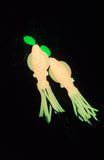 HiLo 30 lb Fishing Rig 2 Hooks Bait 4" Pink GLOW B2 Squid Teasers Fluke SeaBass4