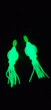 HiLo 30 lb Fishing Rig 2 Hooks Bait 4" GLOW B2 Squid Teasers Fluke Sea Bass1