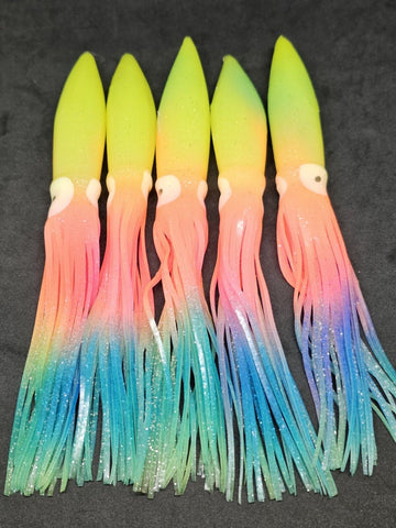 9" Fishing Lure Squid Octopus Hoochie Skirt Tuna Trolling Big Game Mahi Marlin