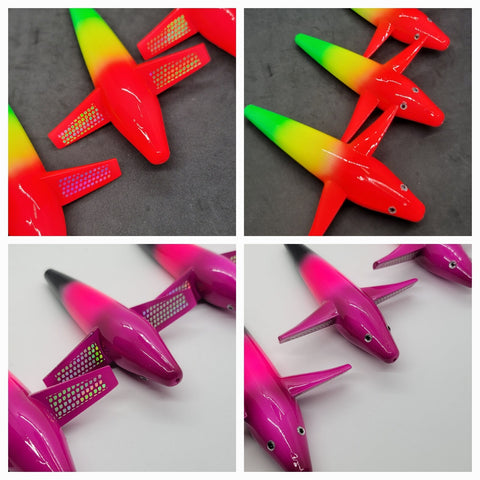 40 Lot Teaser Tuna Bird 5" in / 13 cm Saltwater Purple Black Pink Custom Color