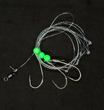 Sea Bass Fishing Hi-Lo Bottom Rig 3 Hook Glow Red Bead Tackle 3/0 Rolling Swivel