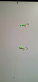 HiLo 30 lb Fishing Rig 2 Hooks Bait 4" GLOW B2 Squid Teasers Fluke Sea Bass6