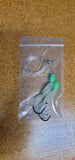  HiLo 30 lb Fishing Rig Double Hook Bait 2.5" GLOW Squid Teasers Fluke Sea Bass10