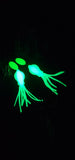 HiLo 30 lb Fishing Rig 2 Hooks Bait 2.5" GLOW B2 Squid Teasers Fluke Sea Bass6