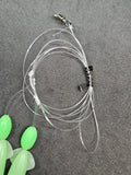 Hi-Lo 30 lb Fishing Rig 2 Hooks Bait 3"Green GLOW B2 Squid Teasers Fluke Sea Bass