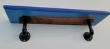 Epoxy Shelf with Hangers Sapphire Blue Pour With Wood Live Edge Wall Steam Punk