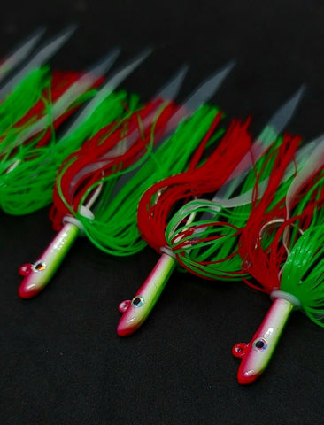 3 Tsunami Stlye Glass Minnow Silicone Skirt Teaser Lure Jig Bottom Fishing Glow