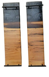 Epoxy Charcuterie Board Metallic Black Grey Pour With Live Edge W Handles Wood