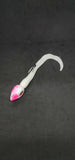 2 Big Eye Fishing Jig Flat Eye Pink Shine 2Free Skirts Bucktail Teaser MUSTAD