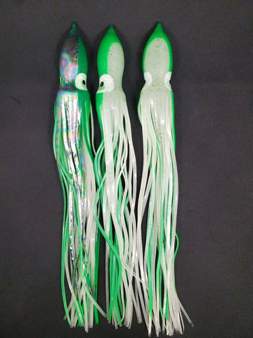 4 pcs Squid 12" in Skirt Fishing Lure Hoochie Bait Saltwater Soft Lure FREE SHIP