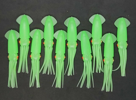 Fishing Squid Bulb Teaser Skirt 5" in / 13 cm Octopus Soft Glow Fluke Jig 10 Pc