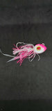 2 Big Eye Fishing Jig Flat Eye Pink Shine 2Free Skirts Bucktail Teaser MUSTAD