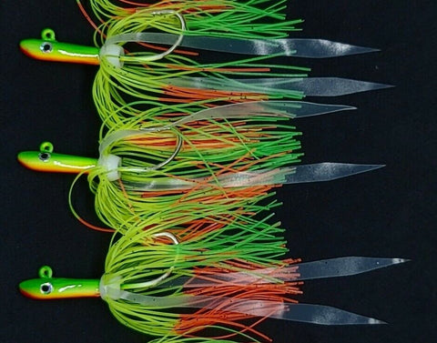 3 Tsunami Stlye Glass Minnow Silicone Skirt Teaser Lure Jig Bottom Fishing Glow