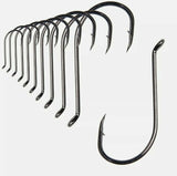 100 Octopus Beak Offset Fishing Hooks Black High Carbon Steel Fish Hook Size 7/0