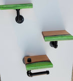 Epoxy Resin Wood Custom 2 Shelves an 1 Toilet Paper Holder Green Shelf Wall Art