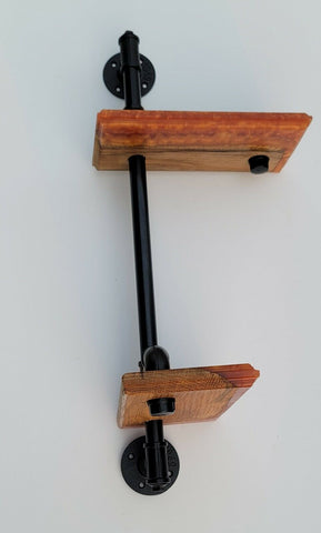 Epoxy Resin Double Corner Shelf and Matching Shelf Bronze Amber Color Gas Pipe