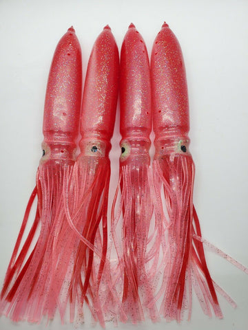 5 Pack Fishing Bulb Squids Skirt Lures Hoochie Offshore Trolling Lure Saltwater