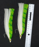 2 Fishing Teasers 5/0 Hooks Flies Fluke Flounder Striper Sea Bass Bait Rig Lure