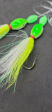 Hi-Lo Floating Bucktails 30 lb Fishing Rig 2 Hooks Bait  Teasers Fluke Sea Bass
