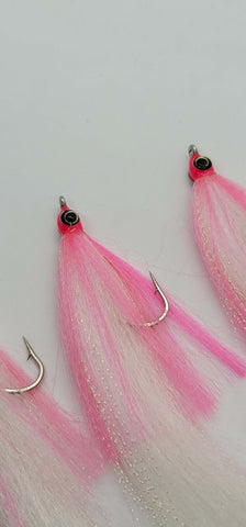 3 Fishing Teasers 5/0 Hooks Flies Fluke Flounder Striper Sea Bass Bait Rig Lure