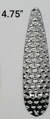 4.75" in / 12 cm  Fishing Flutter Spoon Hex Pattern 50 pack brass silver finish