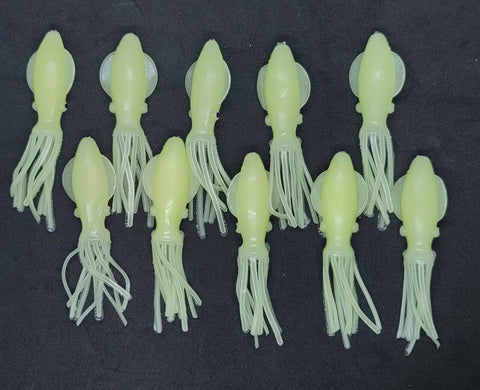 Fishing Lure B2 Stlye Squid Body 4" in /10 cm Octopus Soft Glow Fluke Jig 10 Pc