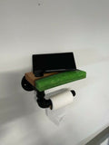 New Hot Floating River Shelf TP Holder Epoxy Resin Live Edge Steampunk Handmade