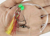 Hi Lo Sabiki Rig Fishing 6\0 Hook w\ Flasher 40lb Mono Glow Bead Fluke Sea Bass