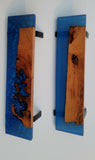 Epoxy Shelf with Hangers 2 Shelves Sapphire Blue Pour With Live Edge Wall Art FY