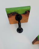 Epoxy Resin Wood Custom 2 Shelves an 1 Toilet Paper Holder Green Shelf Wall Art