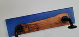 Epoxy Shelf with Hangers Sapphire Blue Pour With Wood Live Edge Wall Steam Punk