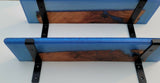 Epoxy Shelf with Hangers 2 Shelves Sapphire Blue Pour With Live Edge Wall Art FY