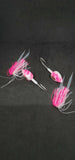 2 Big Eye Fishing Jig Flat Eye Pink Shine 2Free Skirts Bucktail Teaser MUSTAD