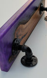 Epoxy Shelf w/ Hangers Sapphire Purple Pour With Wood Live Edge Wall Steam Punk
