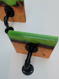 Epoxy Resin Wood Custom 2 Shelves an 1 Toilet Paper Holder Green Shelf Wall Art