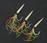 3 Fishing Squimp Teasers 5/0 Hook Flies Fluke Sea Bass Bait Rig Lure Squid Hi Lo