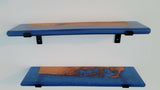 Epoxy Shelf with Hangers 2 Shelves Sapphire Blue Pour With Live Edge Wall Art FY