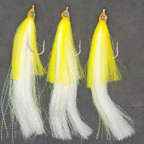 3 Fishing Teasers 5/0 Hooks Flies Fluke Flounder Striper Sea Bass Bait Rig Lure