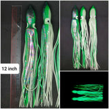 Hoochie Squid Fishing Tackle Glow 12in/30cm Trolling Terminal Tackle Tuna Marlin