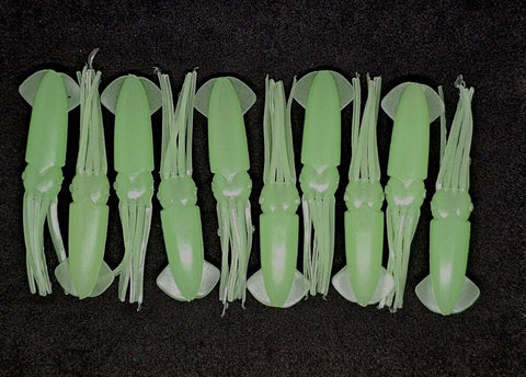 Fishing Lure B2 Squid Soft Body 3" in /8cm Hi-lo Octopus Glow Fluke Jig 10 Pack
