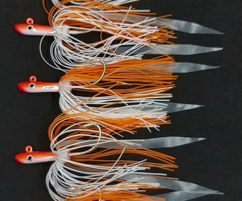 3 Tsunami Stlye Glass Minnow Silicone Skirt Teaser Lure Jig Bottom Fishing Glow