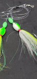 Hi-Lo Floating Bucktails 30 lb Fishing Rig 2 Hooks Bait  Teasers Fluke Sea Bass