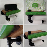 Epoxy Resin Wood Custom 2 Shelves an 1 Toilet Paper Holder Green Shelf Wall Art