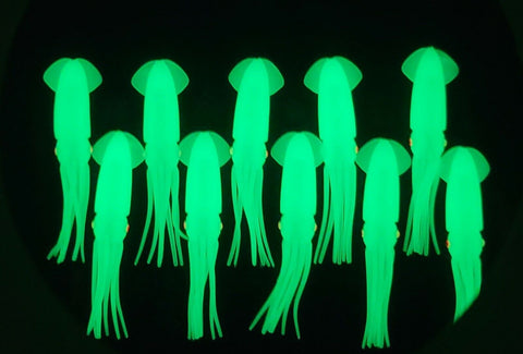 Fishing Squid Bulb Teaser Skirt 5" in / 13 cm Octopus Soft Glow Fluke Jig 10 Pc