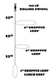 Hi Lo Line 8in Top 4in Bottom Dropper Loop 30 or 40 lb