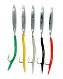 5 Pack 2 oz Ava Diamond Jig Smooth W/  8/0 Hook Split Tube Tails Fishing Jigging Saltwater